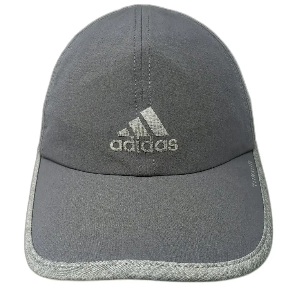 Adidas Baseball Cap Gray One Size Climalite Performance Curved Brim Sport Hat